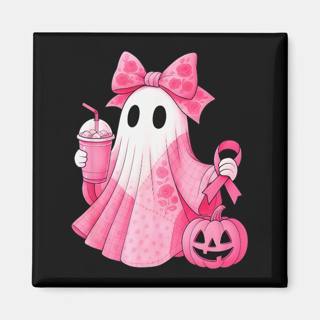 In October We Wear Nk Ghost Witch Breast Cancer Aw Magnet (Vorne)