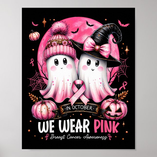 In October We Wear Nk Ghost Witch Breast Cancer Aw Poster (Vorne)