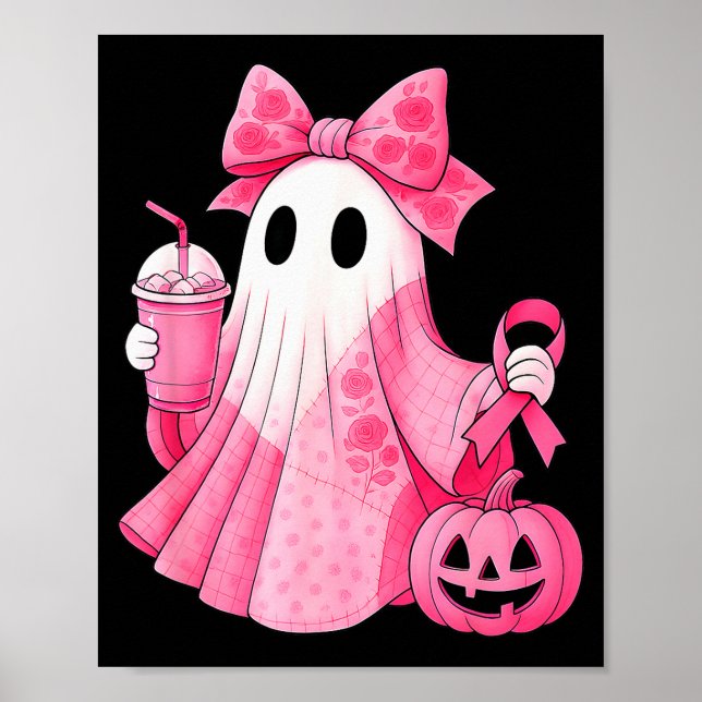 In October We Wear Nk Ghost Witch Breast Cancer Aw Poster (Vorne)