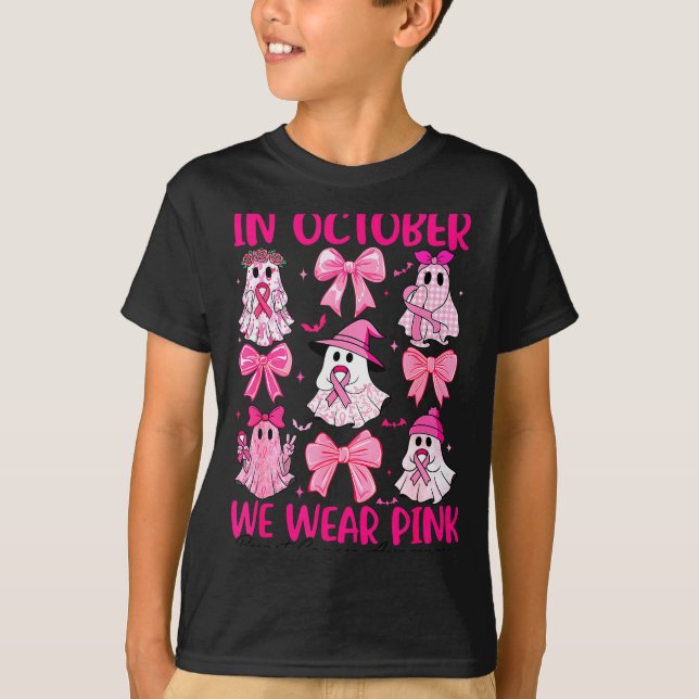 In October We Wear Nk Ghost Witch Breast Cancer Aw T-Shirt (Vorderseite)