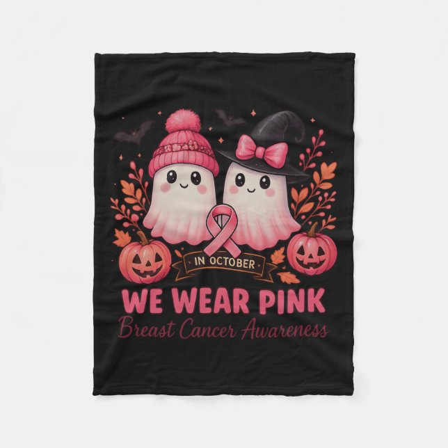 In October We Wear Nk Ghosts Breast Cancer Awarene Fleecedecke (Vorderseite)