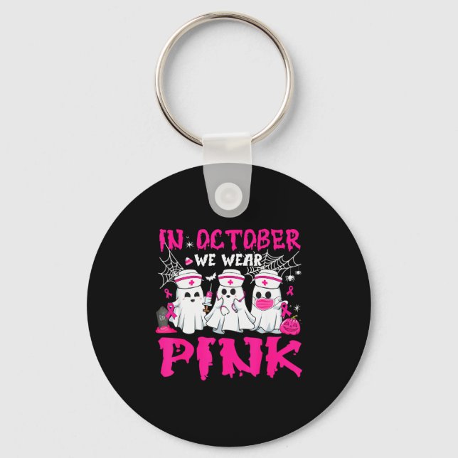 In October We Wear Nk Nurse Ghost Halloween Breast Schlüsselanhänger (Vorderseite)