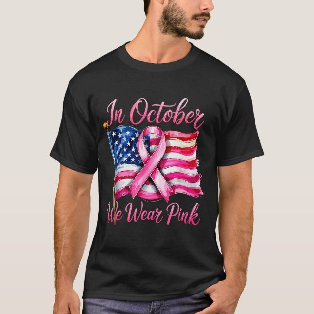 In October We Wear Nk Ribbon 2025 Breast Cancer Aw T-Shirt (Vorderseite)