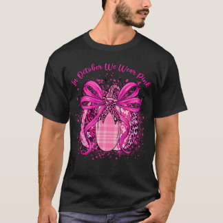 in October We Wear Pink Breast Cancer Pumpkin Ribb T-Shirt