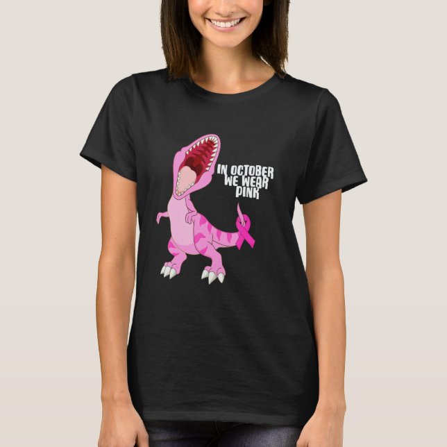 In October We Wear Pink Dinosaur Trex Dino Kid Boy T-Shirt (Vorderseite)