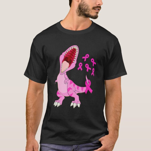 In October We Wear Pink Dinosaur Trex Dino Kid Boy T-Shirt (Vorderseite)