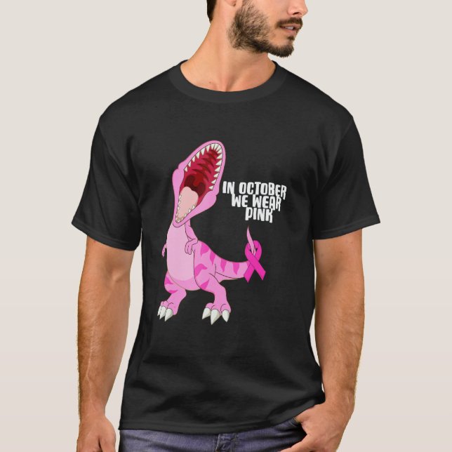 In October We Wear Pink Dinosaur Trex Dino Kid Boy T-Shirt (Vorderseite)