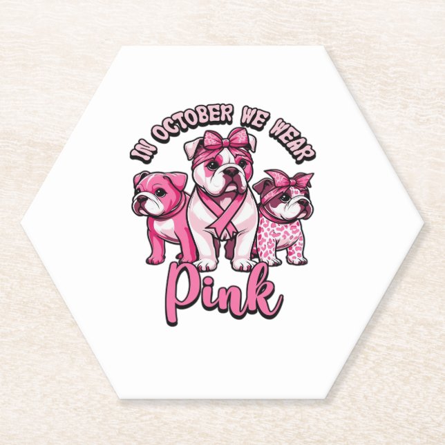 In October We Wear Pink � Halloween Cute Dogs Brea Untersetzer (Vorderseite)