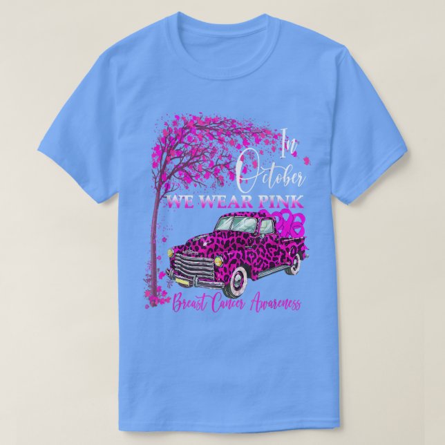 In October We Wear Pink Tree Breast Cancer Leopard T-Shirt (Design vorne)