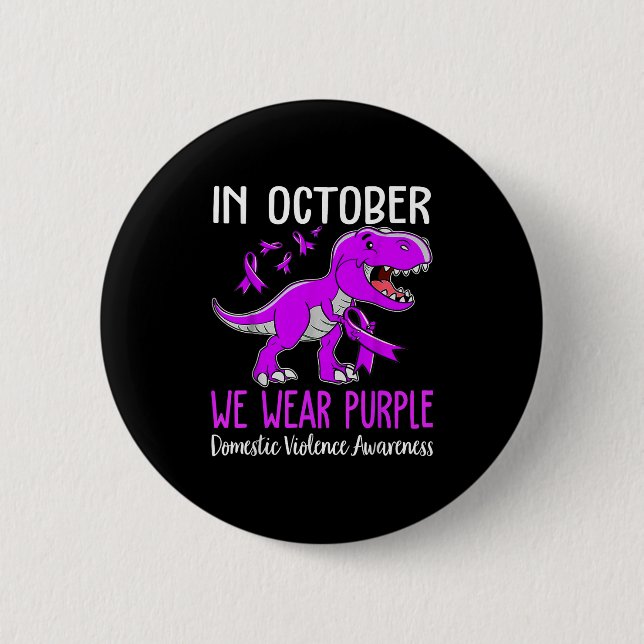 In October We Wear Purple Domestic Violence Ghosit Button (Vorderseite)