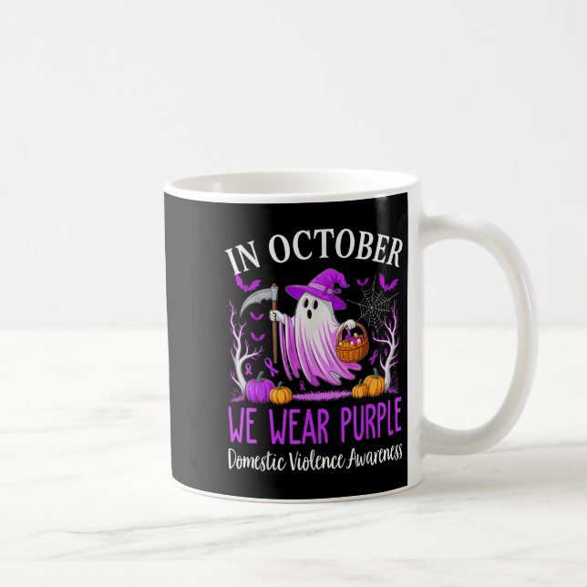 In October We Wear Purple Domestic Violence Ghost  Kaffeetasse (Rechts)