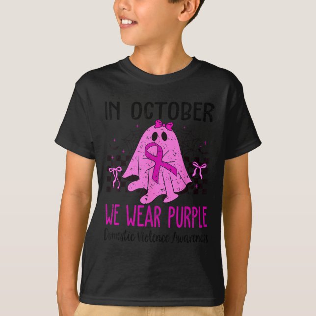 In October We Wear Purple Domestic Violence Ghost  T-Shirt (Vorderseite)