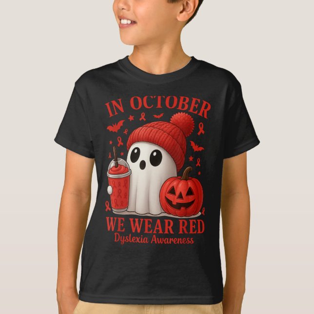 In October We Wear Red Dyslexia Awareness Hallowee T-Shirt (Vorderseite)