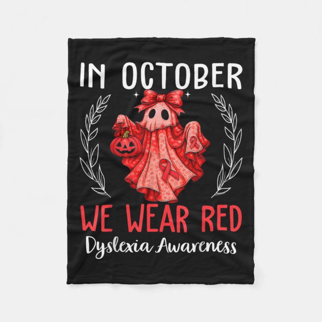 In October We Wear Red Dyslexia Awareness Month  Fleecedecke (Vorderseite)