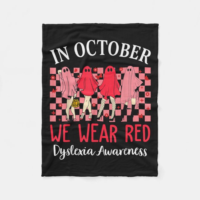 In October We Wear Red Dyslexia Awareness Month Ha Fleecedecke (Vorderseite)