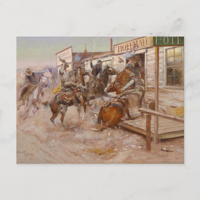 In ohne Knochen von Charles Marion Russell Postkarte (Vorderseite)