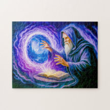 In Öl gemalter Fantasy-Zauberer beim Öffnen eines