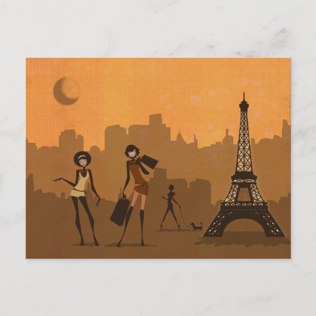 in Paris einkaufen Postkarte (Vorderseite)