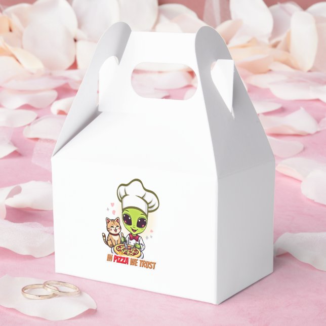 In Pizza We Trust Alien Chef Kunst Geschenkschachtel (Hochzeit)