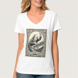 In Rock We Trust 100 Rocks Franklin Keyboarder T-Shirt