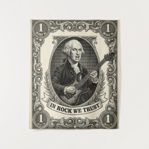 In Rock We Trust 1 Rock Washington Gitarre Vintage Wandteppich