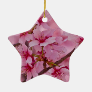 In Rosa gebadete japanische Kirschblüten Keramik Ornament