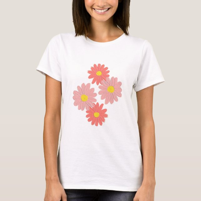 In Rosa und Braun blühend T-Shirt (Vorderseite)