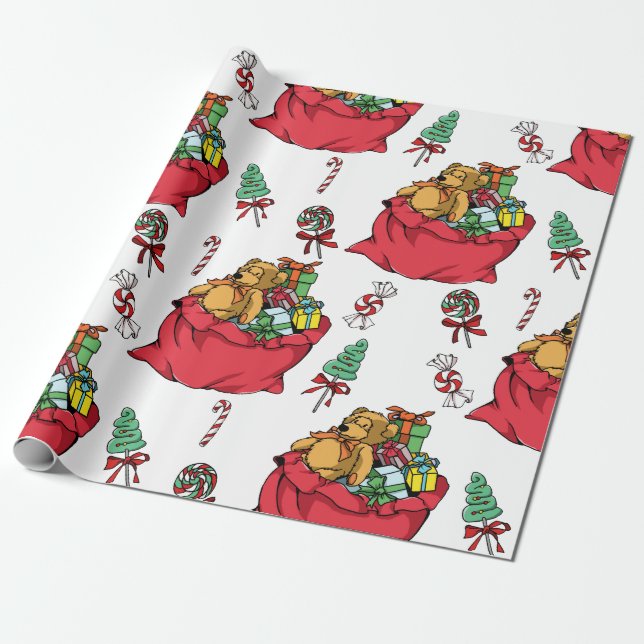 In Santa's Sack Wrapping Paper Geschenkpapier (Ungerollt)