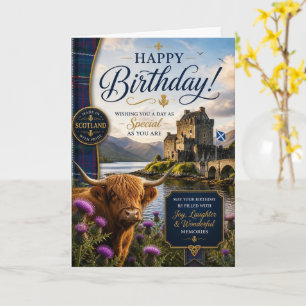 In Schottland hergestellte Highland Cow Geburtstag Karte