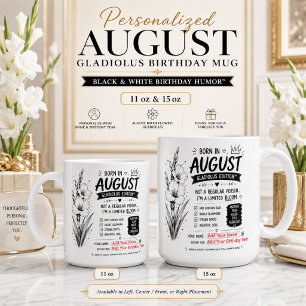 In Schwarz-Weiß geboren August Geburtstagshumor Kaffeetasse