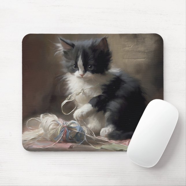 In Schwarz-Weiß-Kitten verworren Mousepad (Mit Mouse)