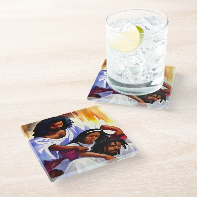 In seiner Gegenwart gläsernen Untersetzer (Schrägansicht)