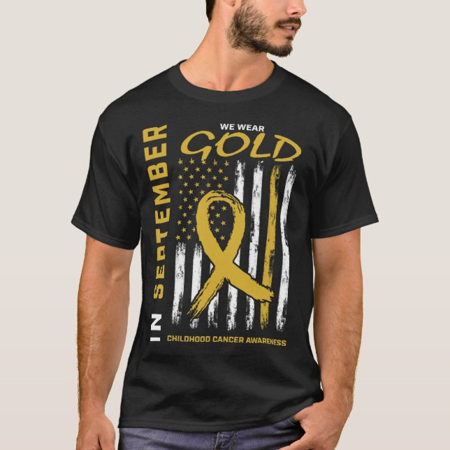 In September We Wear Gold Childhood Cancer Awarene T-Shirt (Vorderseite)