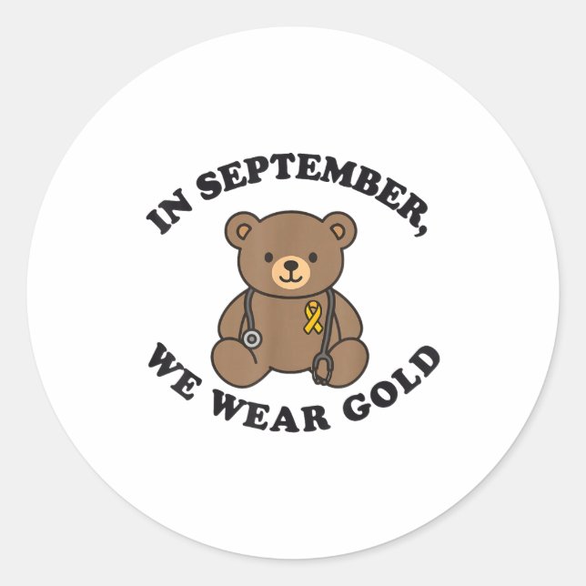 In September We Wear Gold Pediatric Nurse Childhoo Runder Aufkleber (Vorderseite)