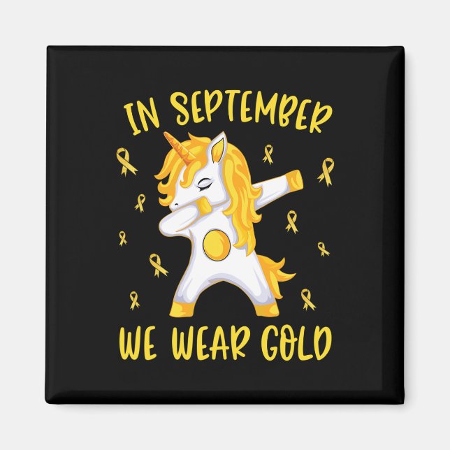 In September We Wear Gold Unicorn Childhood Cancer Magnet (Vorne)