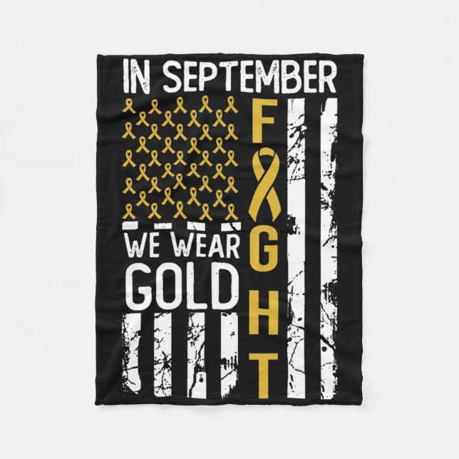 In September We Wear Gold Usa Childhood Cancer Awa Fleecedecke (Vorderseite)