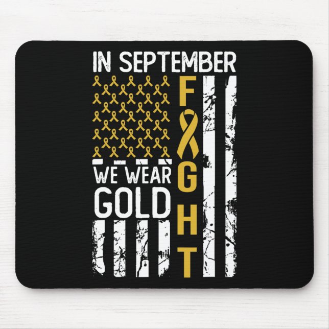 In September We Wear Gold Usa Childhood Cancer Awa Mousepad (Vorne)