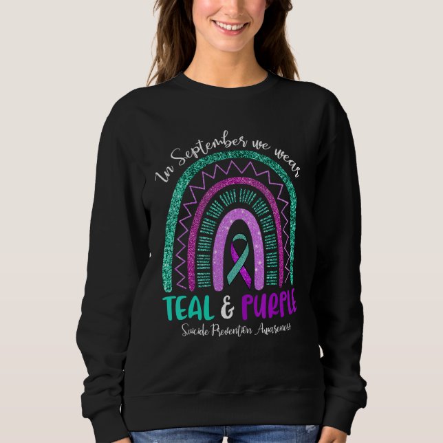 In September We Wear Purple & Teal Rainbow Suicide Sweatshirt (Vorderseite)