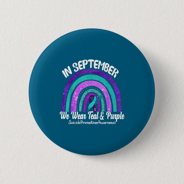 In September We Wear Teal &amp; Purple Rainbow Sui Button (Vorderseite)