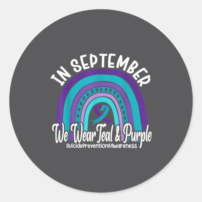 In September We Wear Teal And Purple Suicide Preve Runder Aufkleber (Vorderseite)