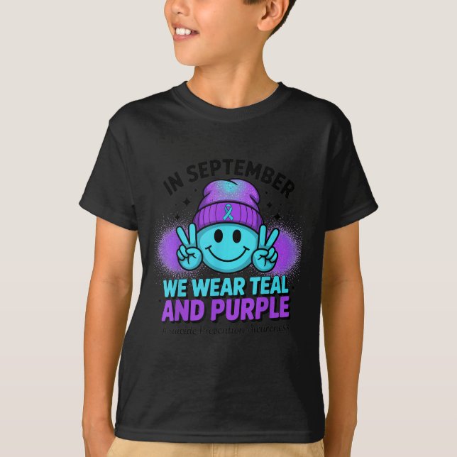 In September We Wear Teal And Purple Suicide Preve T-Shirt (Vorderseite)