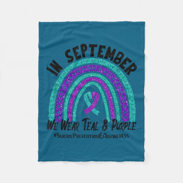 In September We Wear Teal Purple Ribbon Suicide Pr Fleecedecke (Vorderseite)