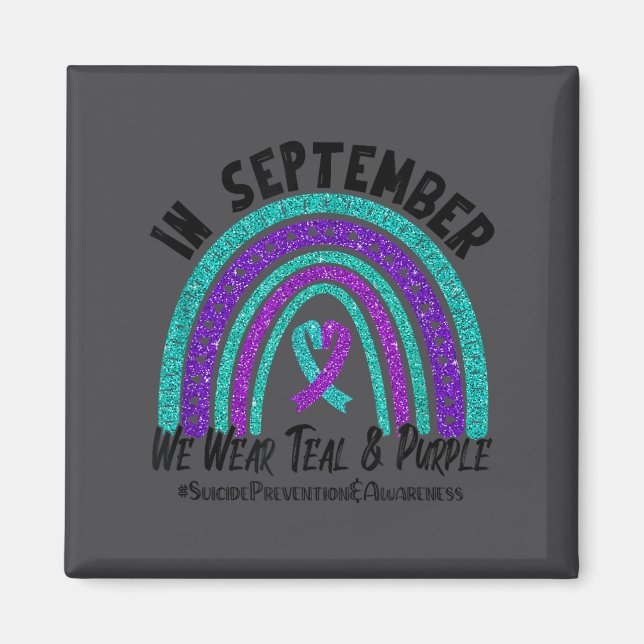 In September We Wear Teal Purple Ribbon Suicide Pr Magnet (Vorne)