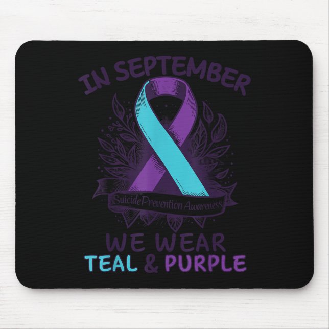 In September We Wear Teal Purple Ribbon Suicide Pr Mousepad (Vorne)