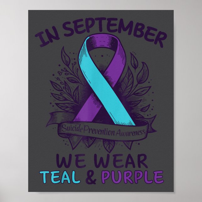In September We Wear Teal Purple Ribbon Suicide Pr Poster (Vorne)