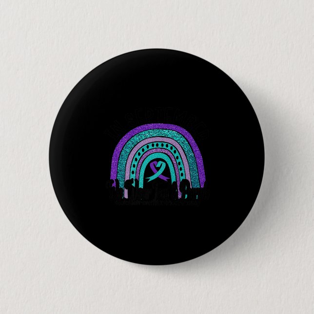 In September Wear Teal And Purple Rainbow Suicide  Button (Vorderseite)