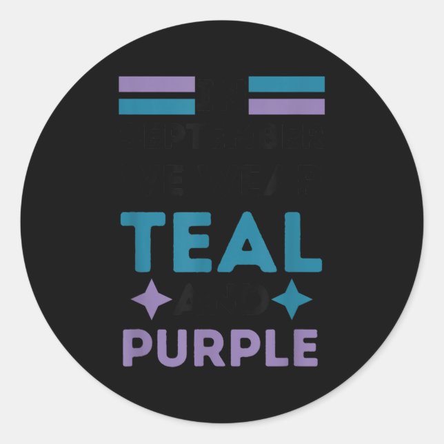 In September Wear Teal Purple For Men And Women  Runder Aufkleber (Vorderseite)