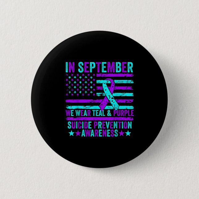 In September Wear Teal Purple Suicide Prevention A Button (Vorderseite)