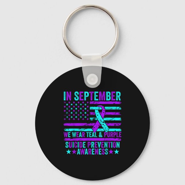 In September Wear Teal Purple Suicide Prevention A Schlüsselanhänger (Vorderseite)