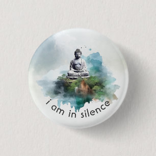 In Silence Buddha Meditation Button für Retreat #1